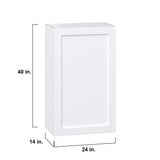 Hugo&Borg Rosemont 24-in W x 40-in H x 14-in D Glacier White Wall Fully Assembled Cabinet (Recessed Panel Shaker Door Style)