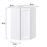 Hugo&Borg Rosemont 24-in W x 40-in H x 14-in D Glacier White Diagonal Corner Wall Fully Assembled Cabinet (Recessed Panel Shaker Style)