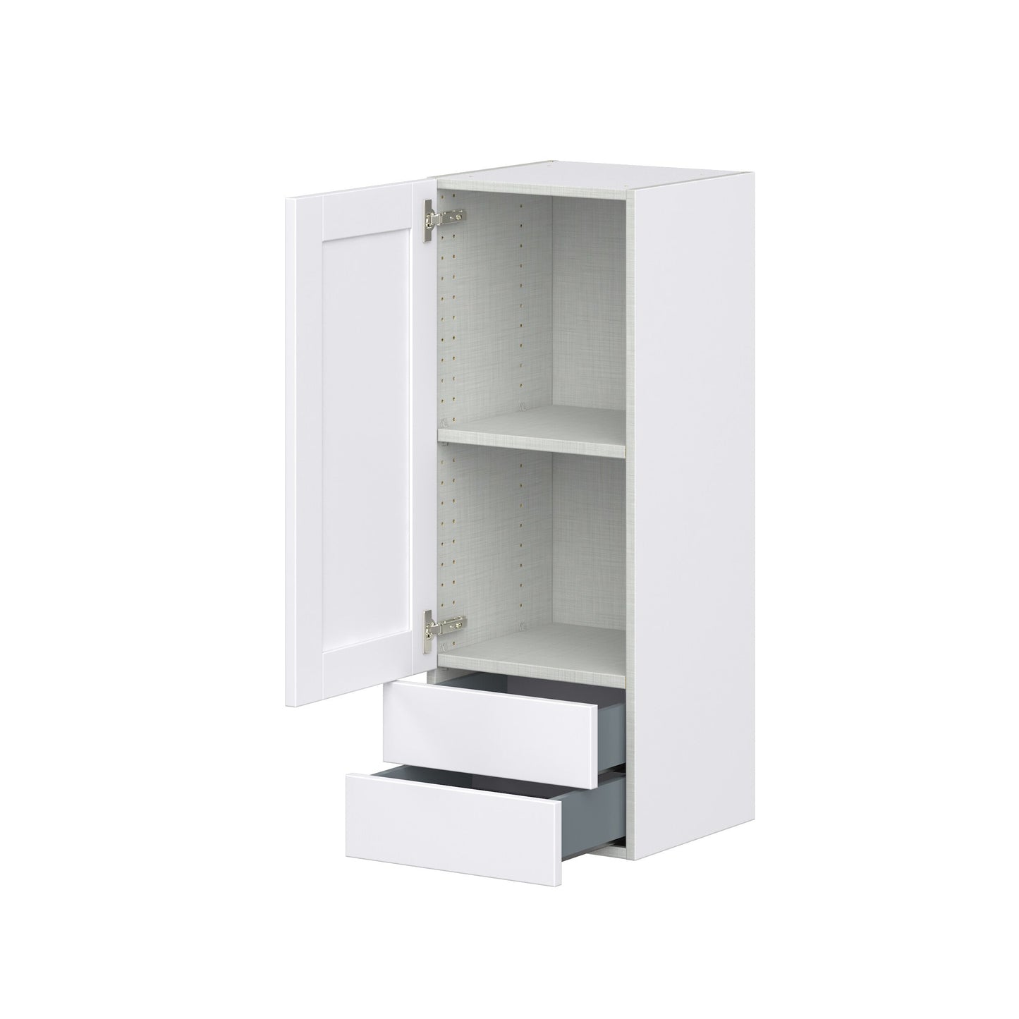 Hugo&Borg Rosemont 15-in W x 40-in H x 14-in D Glacier White 2-Drawers Wall Fully Assembled Cabinet (Recessed Panel Shaker Style)