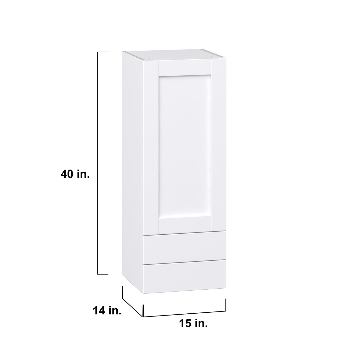 Hugo&Borg Rosemont 15-in W x 40-in H x 14-in D Glacier White 2-Drawers Wall Fully Assembled Cabinet (Recessed Panel Shaker Style)
