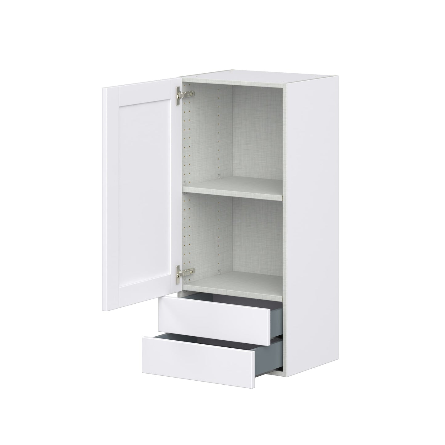 Hugo&Borg Rosemont 18-in W x 40-in H x 14-in D Glacier White 2-Drawers Wall Fully Assembled Cabinet (Recessed Panel Shaker Style)