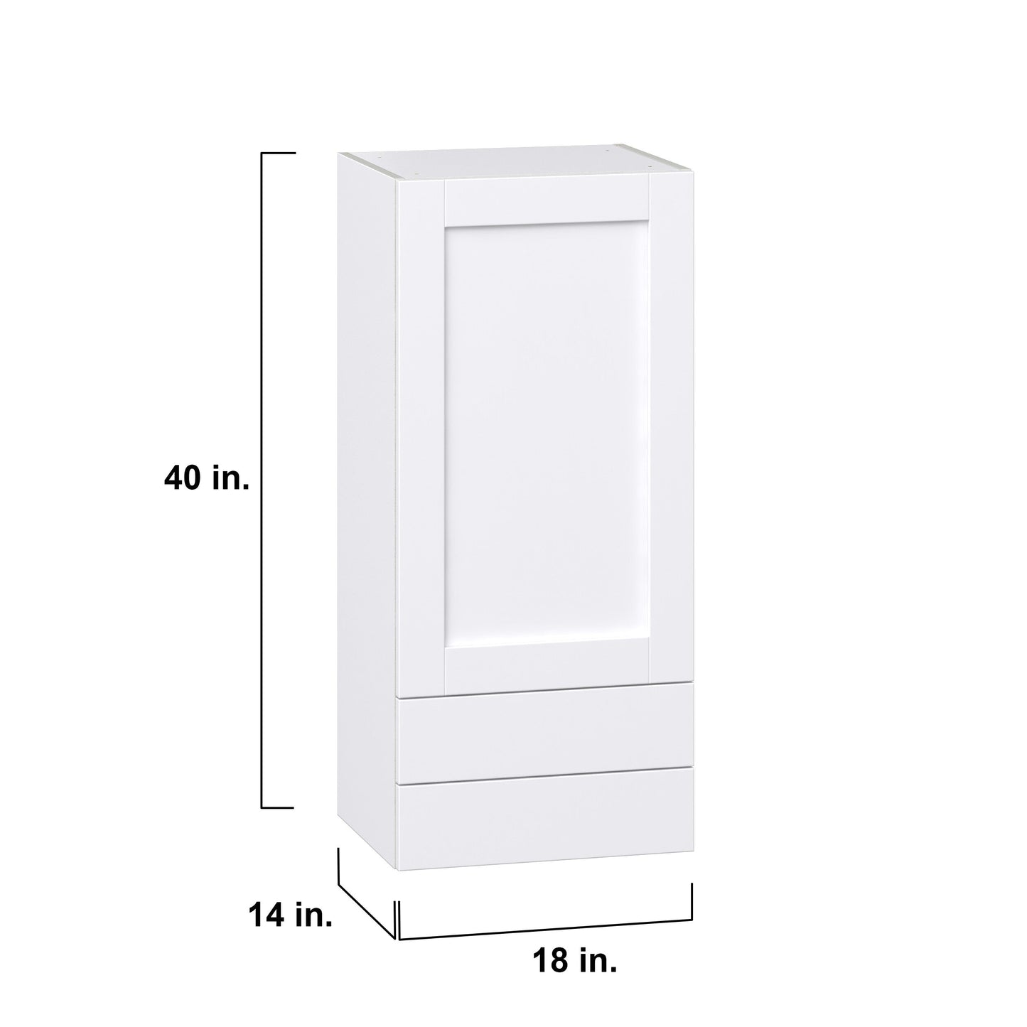 Hugo&Borg Rosemont 18-in W x 40-in H x 14-in D Glacier White 2-Drawers Wall Fully Assembled Cabinet (Recessed Panel Shaker Style)