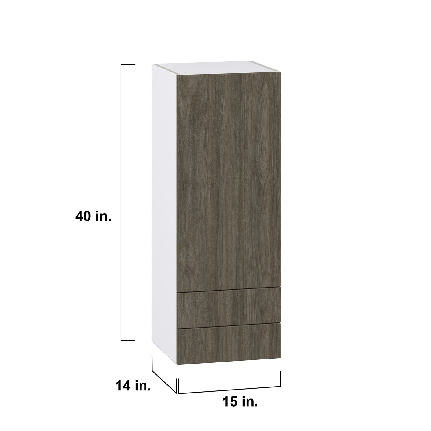 Hugo&Borg Savane 15-in W x 40-in H x 14-in D Textmel 2-Drawers Wall Fully Assembled Cabinet (Flat Panel Slab Style)