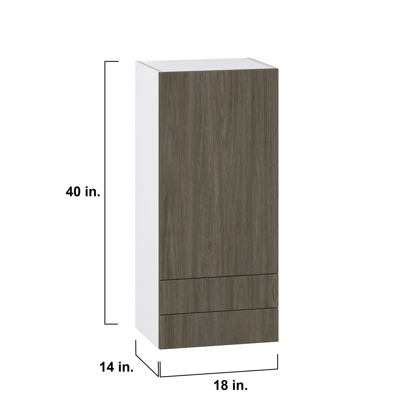 Hugo&Borg Savane 18-in W x 40-in H x 14-in D Textmel 2-Drawers Wall Fully Assembled Cabinet (Flat Panel Slab Style)