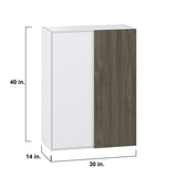Hugo&Borg Savane 30-in W x 40-in H x 14-in D Textmel Wall Fully Assembled Cabinet (Flat Panel Slab Door Style)