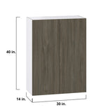 Hugo&Borg Savane 30-in W x 40-in H x 14-in D Textmel Wall Fully Assembled Cabinet (Flat Panel Slab Door Style)