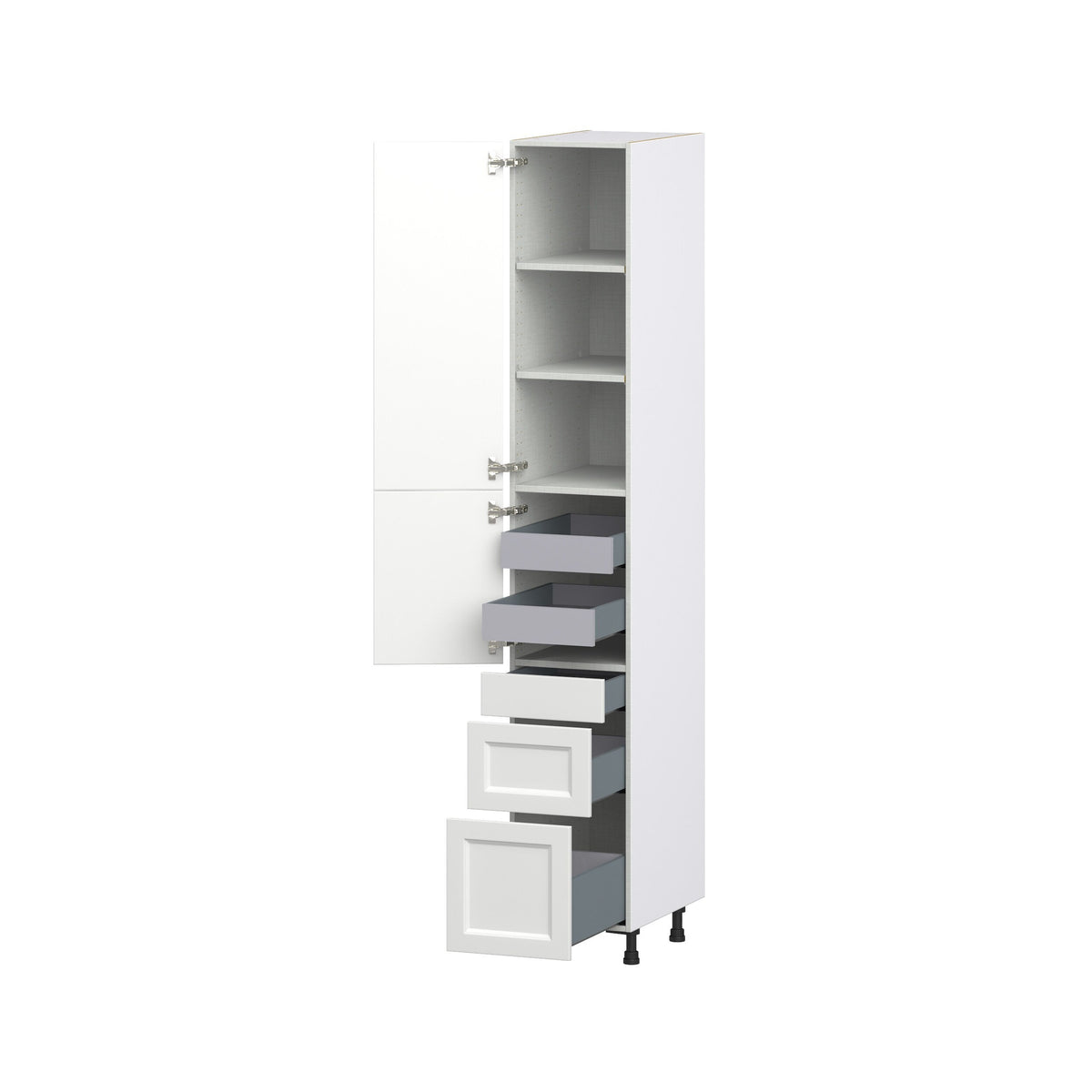 Hugo&Borg Riviera 15-in W x 94.5-in H x 24-in D Bright White 5-Drawers Pantry Fully Assembled Cabinet (Recessed Panel Shaker Style)