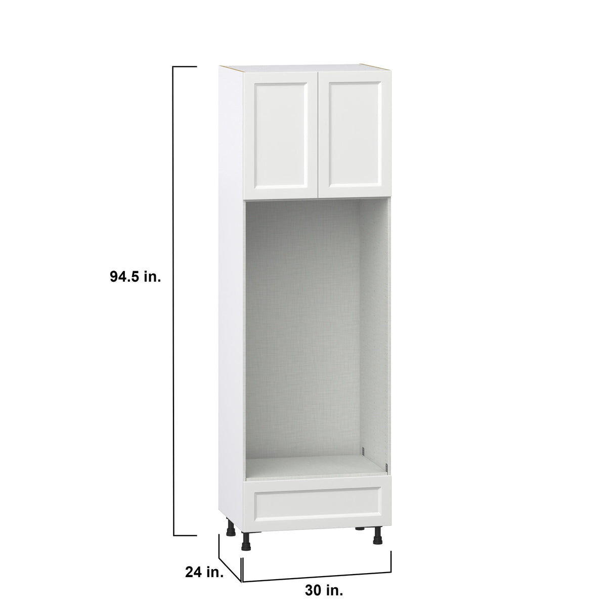 Hugo&Borg Riviera 30-in W x 94.5-in H x 24-in D Bright White 1-Drawer Single or Double Oven Pantry Fully Assembled Cabinet (Recessed Panel Shaker Style)