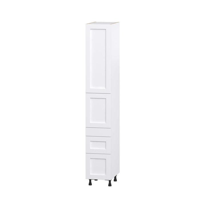 Hugo&Borg Rosemont 15-in W x 94.5-in H x 24-in D Glacier White 5-Drawers Pantry Fully Assembled Cabinet (Recessed Panel Shaker Style)