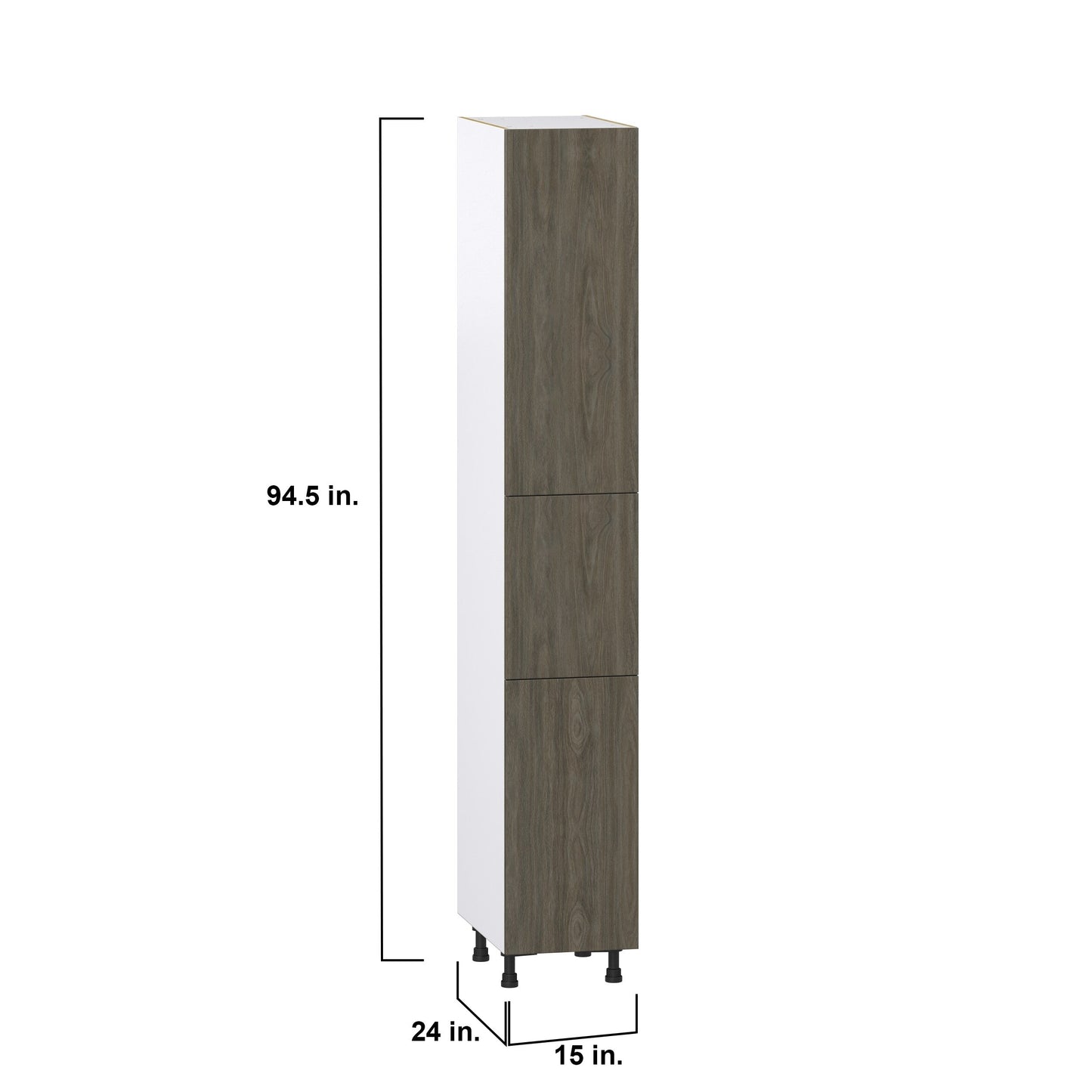 Hugo&Borg Savane 15-in W x 94.5-in H x 24-in D Textmel Pantry Fully Assembled Cabinet (Flat Panel Slab Door Style)