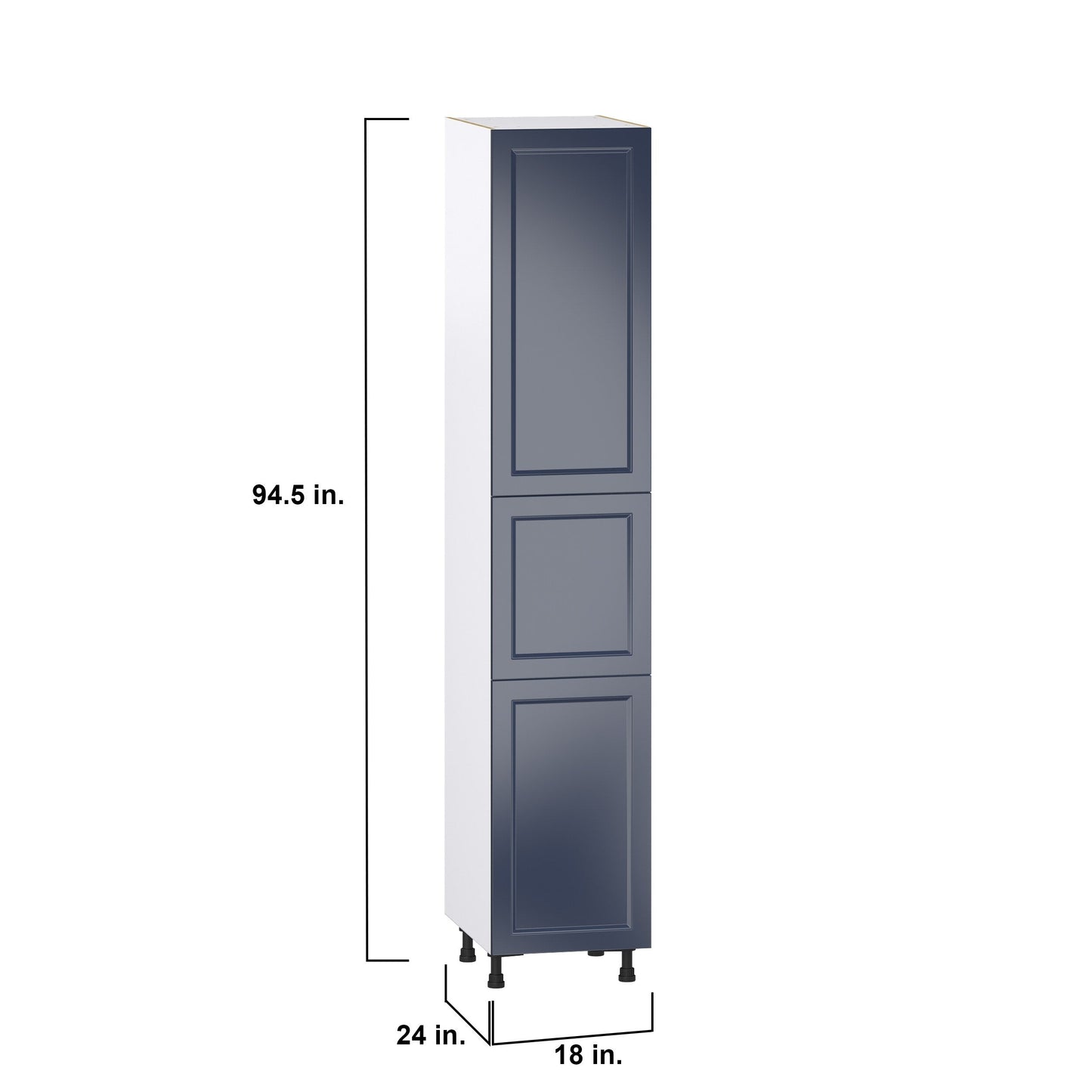 Hugo&Borg Lorette 18-in W x 94.5-in H x 24-in D Navy Blue Pantry Fully Assembled Cabinet (Recessed Panel Shaker Door Style)