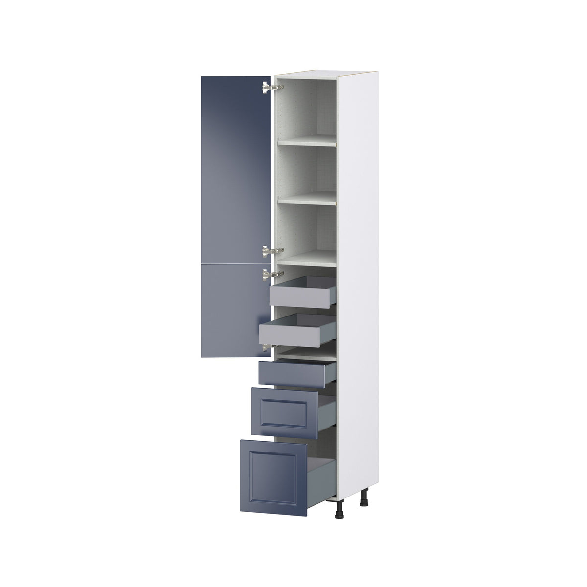 Hugo&Borg Lorette 15-in W x 94.5-in H x 24-in D Navy Blue 5-Drawers Pantry Fully Assembled Cabinet (Recessed Panel Slab Style)