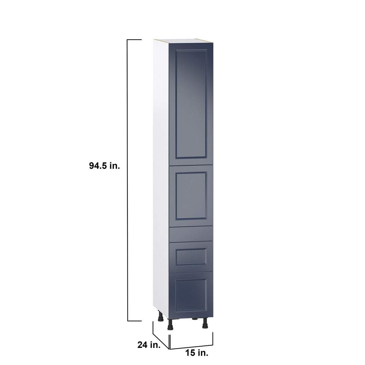 Hugo&Borg Lorette 15-in W x 94.5-in H x 24-in D Navy Blue 5-Drawers Pantry Fully Assembled Cabinet (Recessed Panel Slab Style)