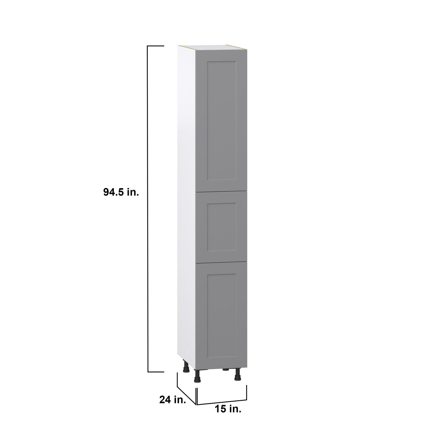 Hugo&Borg Beaumont 15-in W x 94.5-in H x 24-in D Slate Gray Pantry Fully Assembled Cabinet (Recessed Panel Shaker Door Style)