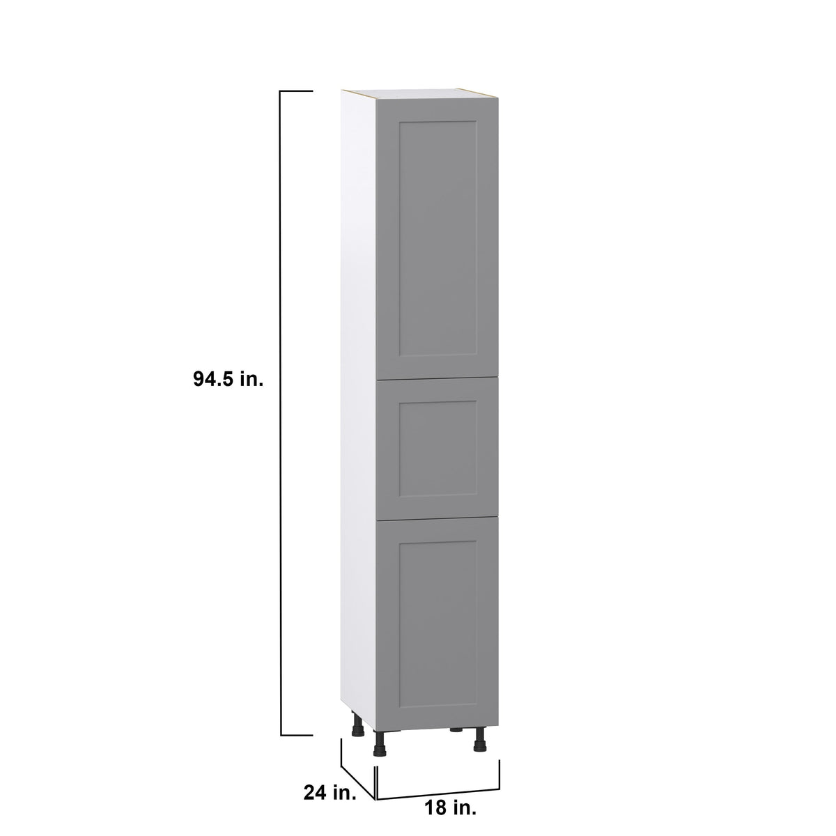 Hugo&Borg Beaumont 18-in W x 94.5-in H x 24-in D Slate Gray Pantry Fully Assembled Cabinet (Recessed Panel Shaker Door Style)