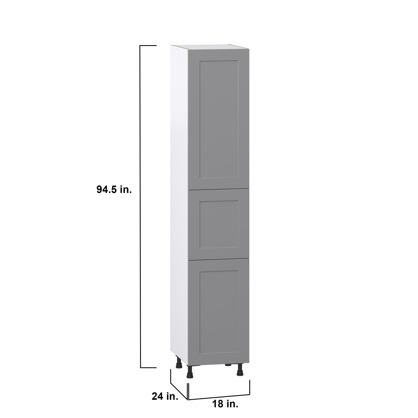 Hugo&Borg Beaumont 18-in W x 94.5-in H x 24-in D Slate Gray Pantry Fully Assembled Cabinet (Recessed Panel Shaker Door Style)