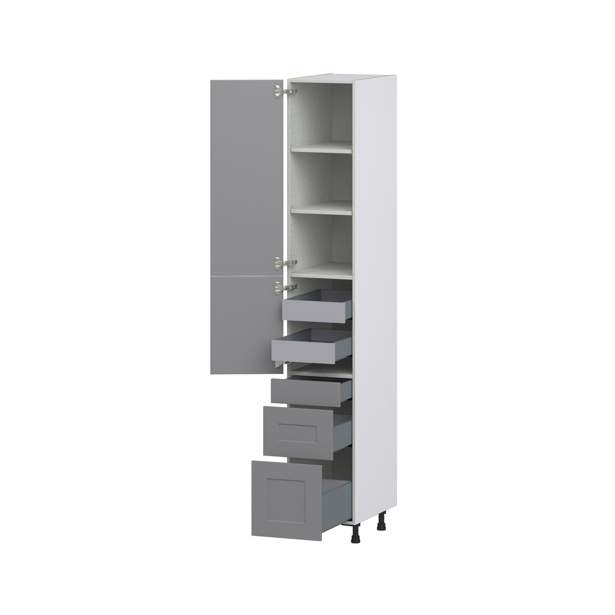 Hugo&Borg Beaumont 15-in W x 94.5-in H x 24-in D Slate Gray 5-Drawers Pantry Fully Assembled Cabinet (Recessed Panel Shaker Style)