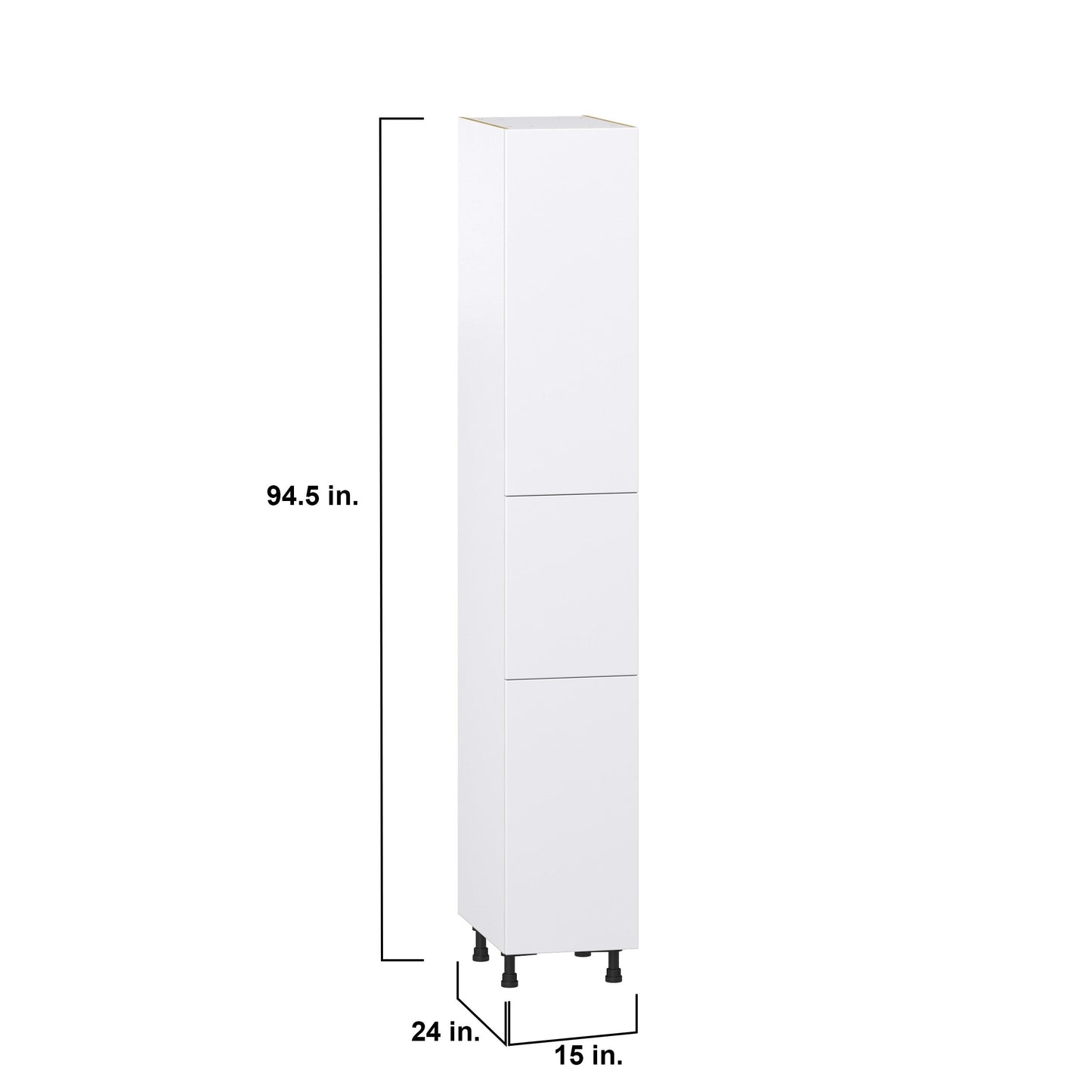 Hugo&Borg Lasalle 15-in W x 94.5-in H x 24-in D Bright White Slab Pantry Fully Assembled Cabinet (Flat Panel Slab Door Style)