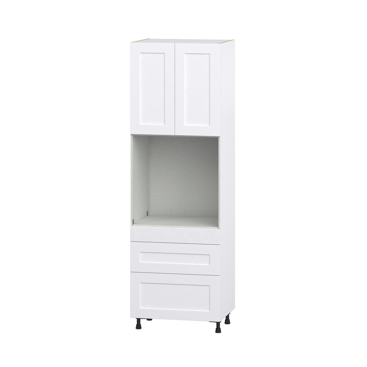 Hugo&Borg Jolie 30-in W x 94.5-in H x 24-in D Warm White 3-Drawers Single Oven Pantry Fully Assembled Cabinet (Recessed Panel Shaker Style)