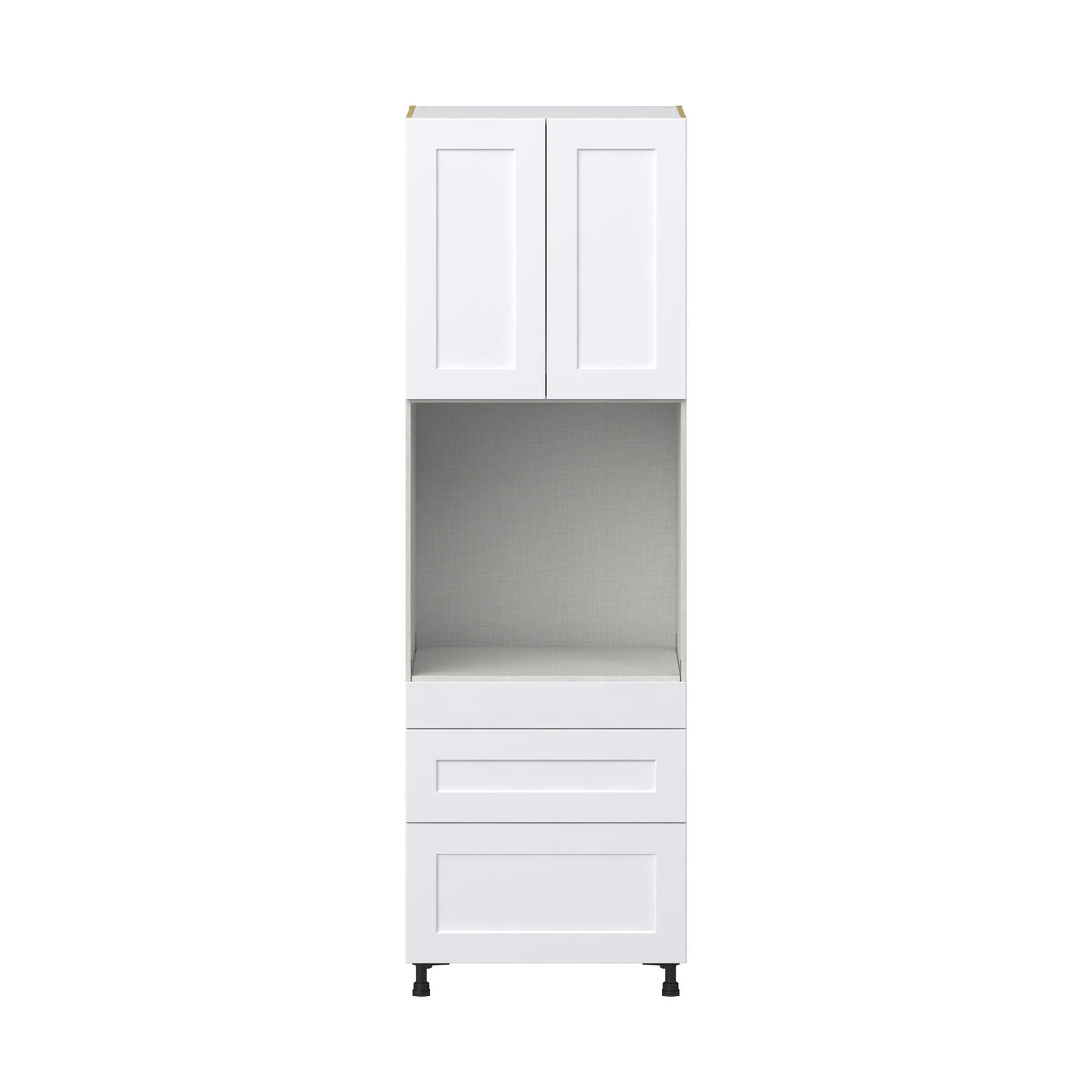 Hugo&Borg Jolie 30-in W x 94.5-in H x 24-in D Warm White 3-Drawers Single Oven Pantry Fully Assembled Cabinet (Recessed Panel Shaker Style)