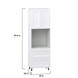 Hugo&Borg Jolie 30-in W x 94.5-in H x 24-in D Warm White 3-Drawers Single Oven Pantry Fully Assembled Cabinet (Recessed Panel Shaker Style)
