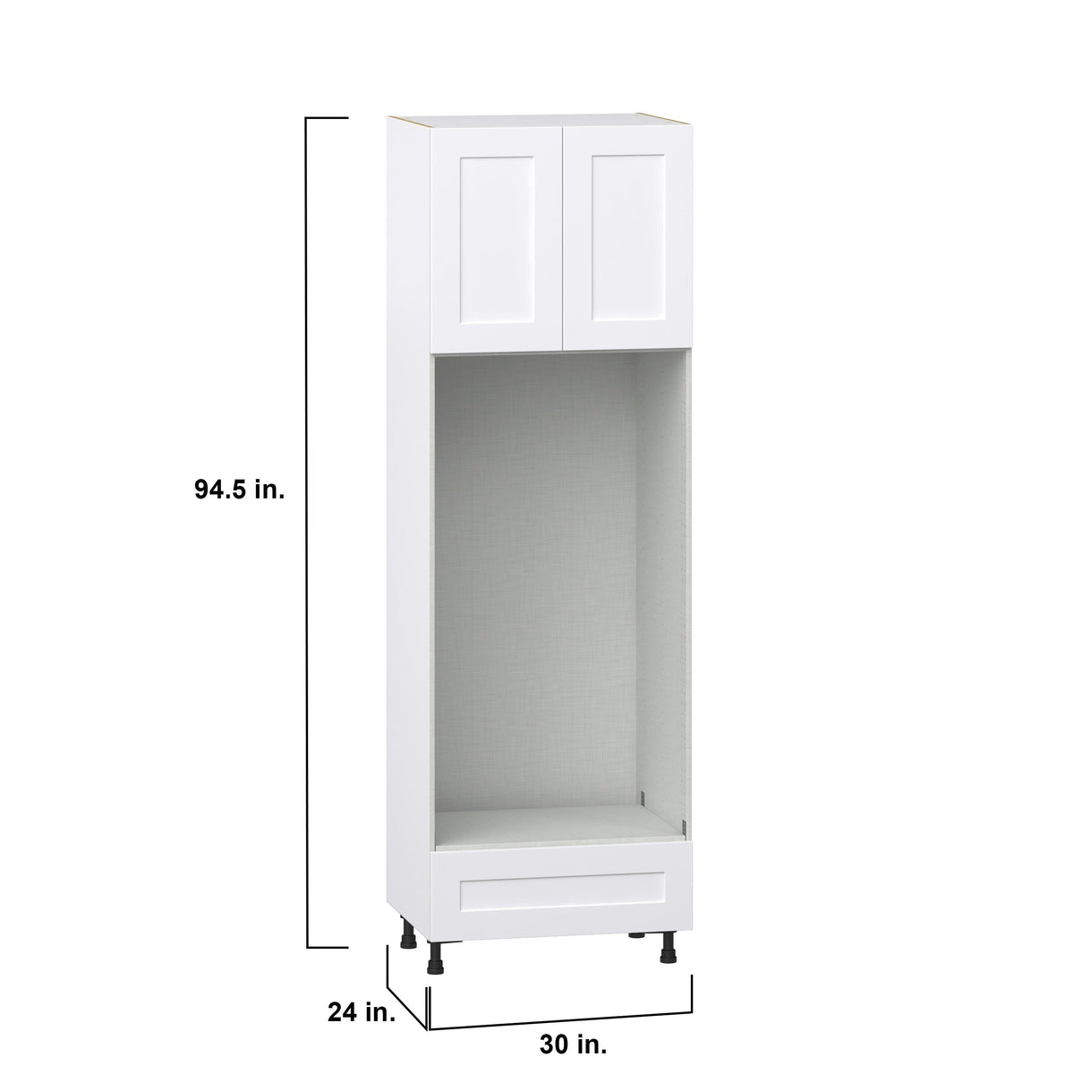 Hugo&Borg Jolie 30-in W x 94.5-in H x 24-in D Warm White 1-Drawer Single or Double Oven Pantry Fully Assembled Cabinet (Recessed Panel Shaker Style)