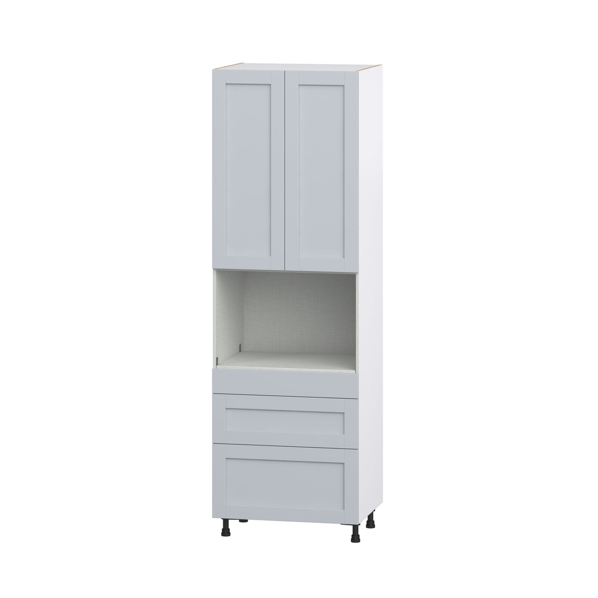 Hugo&Borg Charlesberg 30-in W x 94.5-in H x 24-in D Gray 3-Drawers Microwave Pantry Fully Assembled Cabinet (Recessed Panel Shaker Style)