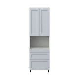 Hugo&Borg Charlesberg 30-in W x 94.5-in H x 24-in D Gray 3-Drawers Microwave Pantry Fully Assembled Cabinet (Recessed Panel Shaker Style)