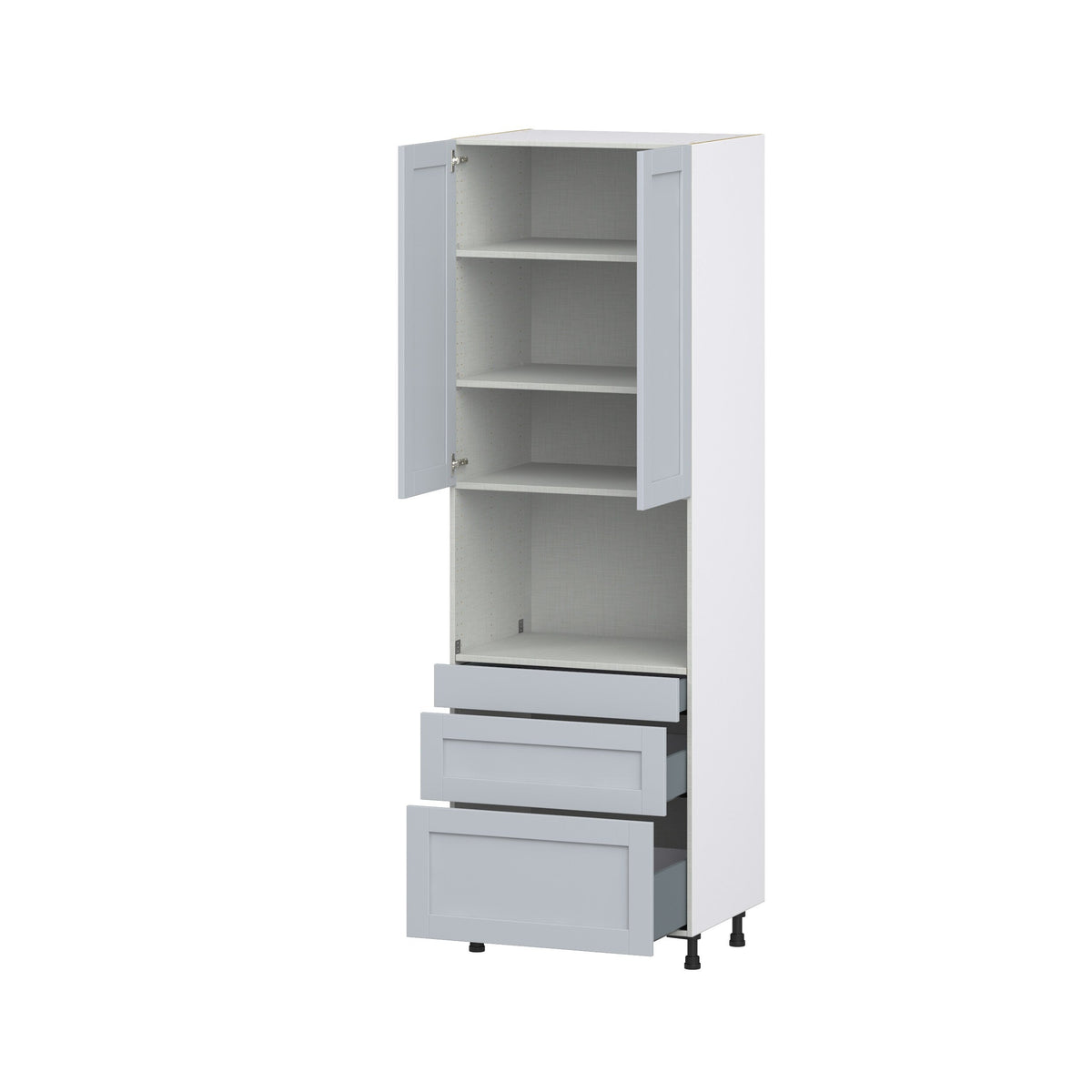Hugo&Borg Charlesberg 30-in W x 94.5-in H x 24-in D Gray 3-Drawers Microwave Pantry Fully Assembled Cabinet (Recessed Panel Shaker Style)