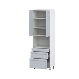 Hugo&Borg Charlesberg 30-in W x 94.5-in H x 24-in D Gray 3-Drawers Microwave Pantry Fully Assembled Cabinet (Recessed Panel Shaker Style)