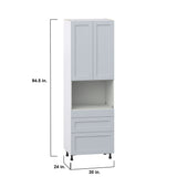 Hugo&Borg Charlesberg 30-in W x 94.5-in H x 24-in D Gray 3-Drawers Microwave Pantry Fully Assembled Cabinet (Recessed Panel Shaker Style)