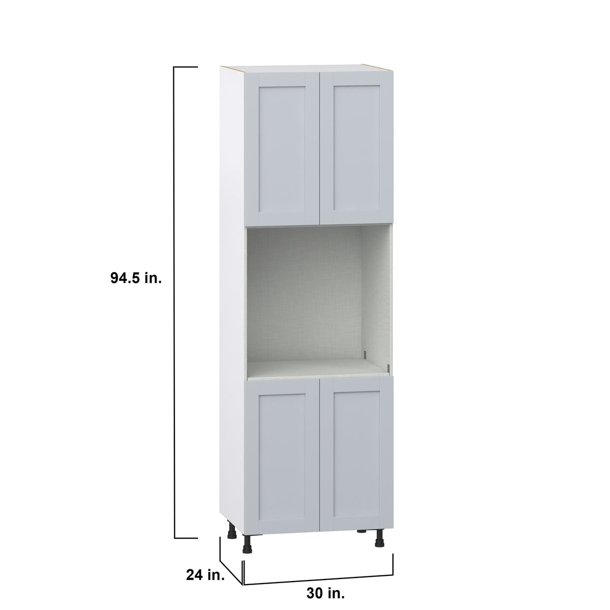 Hugo&Borg Charlesberg 30-in W x 94.5-in H x 24-in D Gray Single Oven Pantry Fully Assembled Cabinet (Recessed Panel Shaker Style)