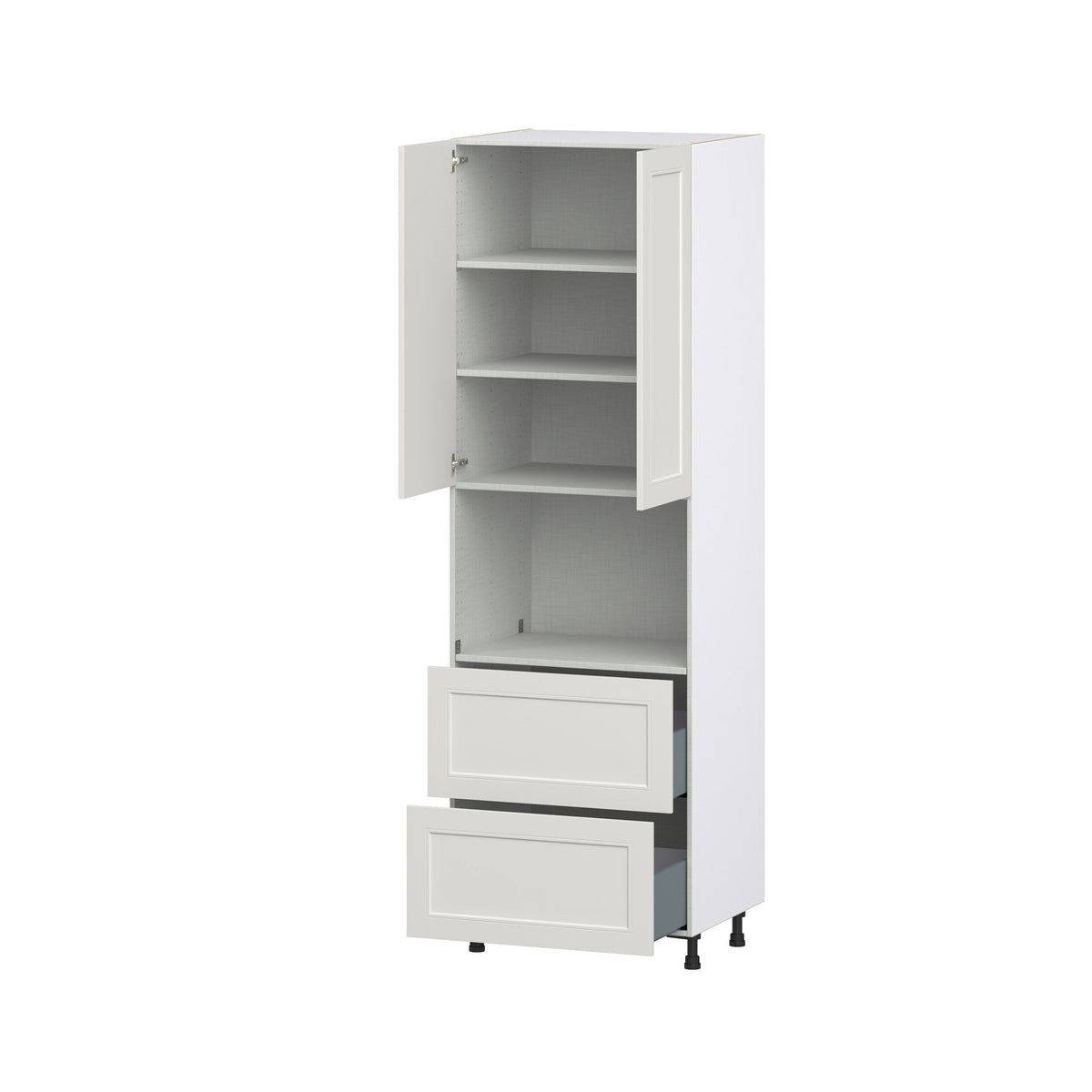 Hugo&Borg Belcourt 30-in W x 94.5-in H x 24-in D Gray Painted 2-Drawers Microwave Pantry Fully Assembled Cabinet (Recessed Panel Shaker Style)