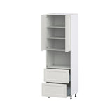 Hugo&Borg Belcourt 30-in W x 94.5-in H x 24-in D Gray Painted 2-Drawers Microwave Pantry Fully Assembled Cabinet (Recessed Panel Shaker Style)
