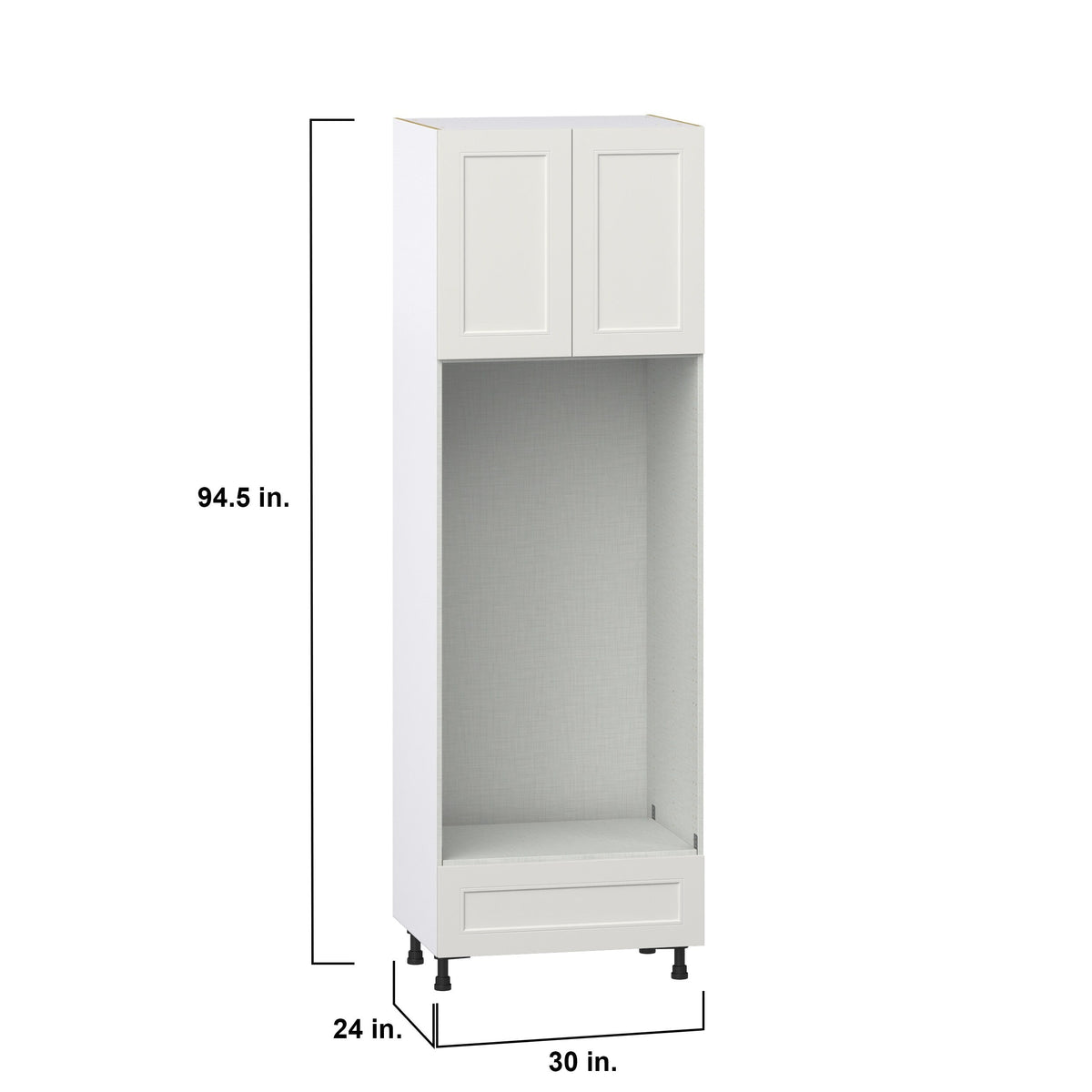 Hugo&Borg Belcourt 30-in W x 94.5-in H x 24-in D Gray Painted 1-Drawer Single or Double Oven Pantry Fully Assembled Cabinet (Recessed Panel Shaker Style)