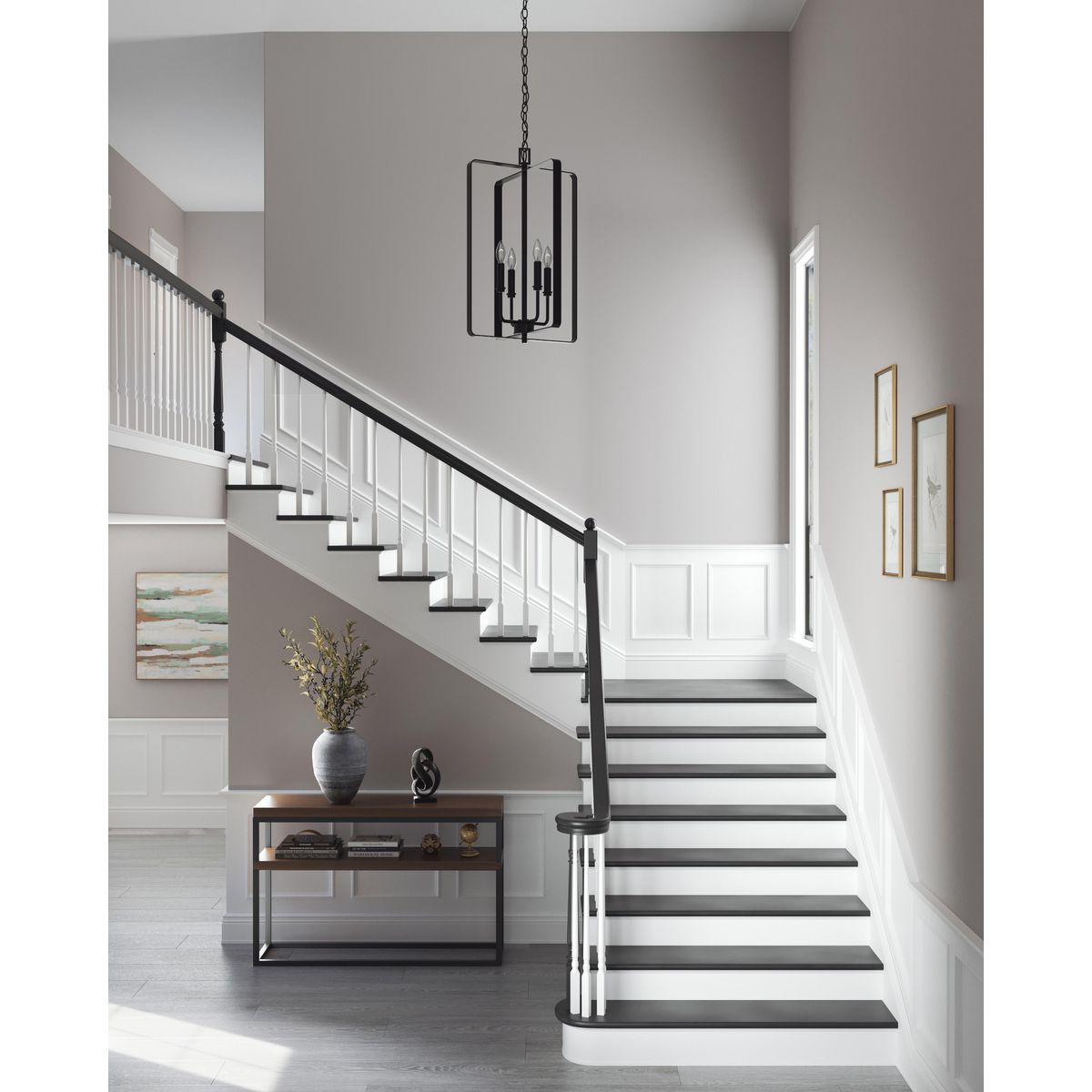Progress Lighting McColl 4-Light Matte Black Transitional Chandelier