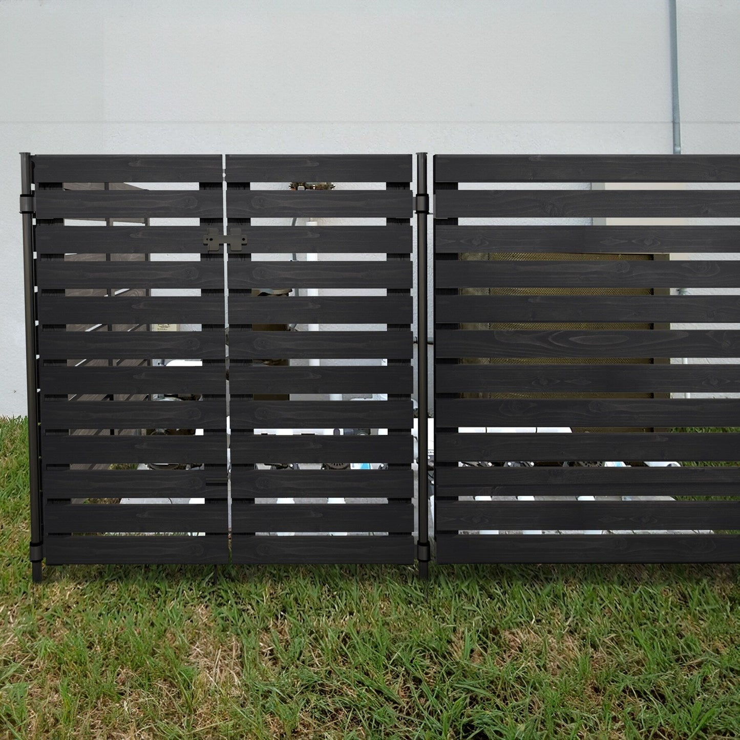 YARDLINK Vista 5-ft H x 2-in W Black Steel Decorative Metal Flat-top No Dig Decorative Universal Fence Post