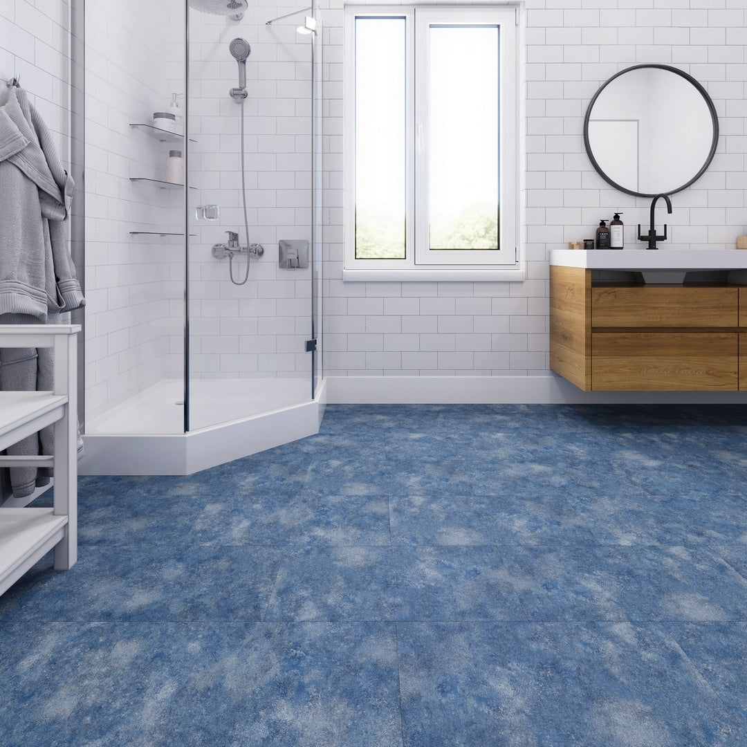 Lucida USA Topaz Blue Stone Look 22-mil x 12-in W x 24-in L Waterproof Interlocking Luxury Vinyl Tile Flooring (16-sq ft/ Carton)