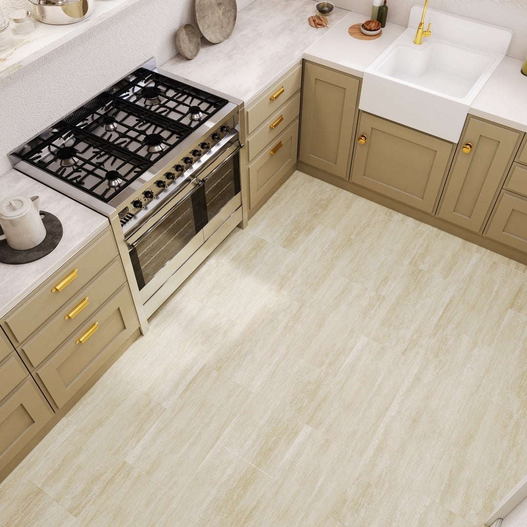 Lucida USA Cream Brown Stone Look 22-mil x 12-in W x 24-in L Waterproof Interlocking Luxury Vinyl Tile Flooring (16-sq ft/ Carton)