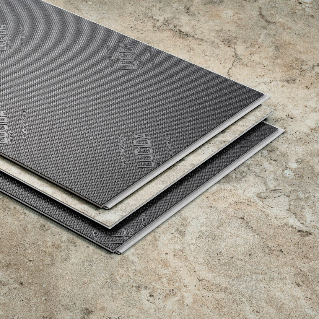 Lucida USA Travertine Brown Stone Look 22-mil x 12-in W x 24-in L Waterproof Interlocking Luxury Vinyl Tile Flooring (16-sq ft/ Carton)