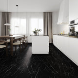 Lucida USA Nero Marquina Black Marble Look 22-mil x 12-in W x 24-in L Waterproof Interlocking Luxury Vinyl Tile Flooring (16-sq ft/ Carton)