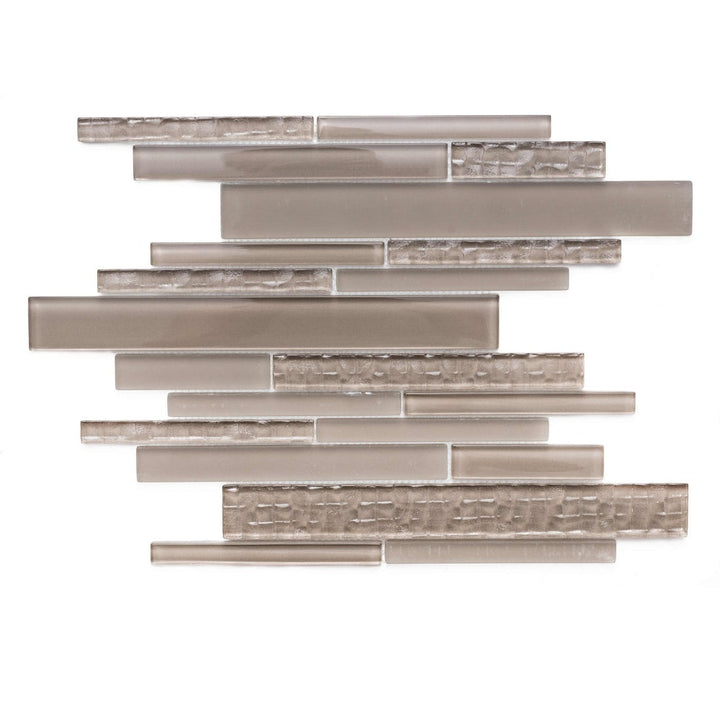 The Tile Life Karma Taupe 12-in x 12-in Frosted Glass Brick look Linear Mosaic Wall Tile product image