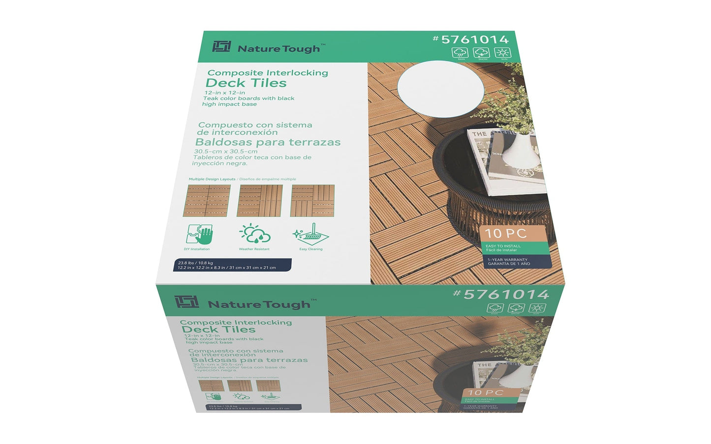 10-Pack Teak Prefinished Pressure Treated Composite Deck Tile