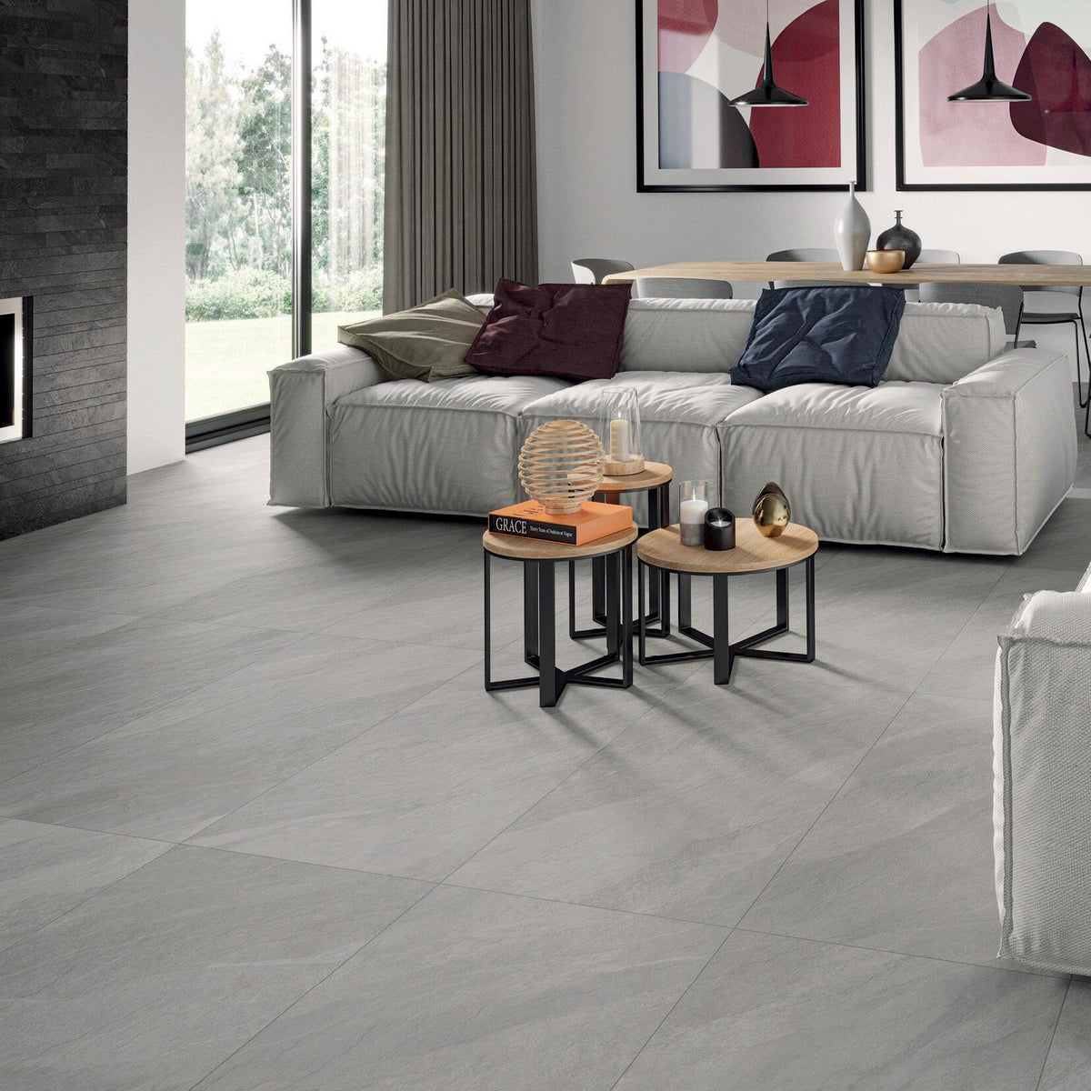 Giorbello Hurricane Silver 24-in x 24-in Glazed Porcelain Stone Look Floor and Wall Tile (12-sq. ft/ Carton)