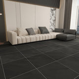 Giorbello (Sample) Black 6-in x 6-in Matte Porcelain Stone Look Floor and Wall Tile
