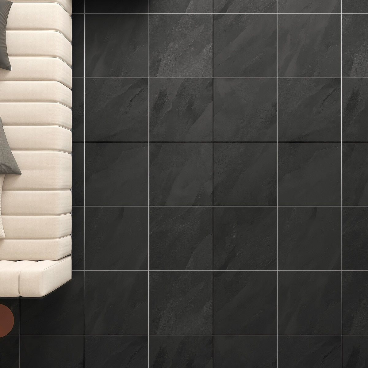Giorbello Hurricane Black 24-in x 24-in Glazed Porcelain Stone Look Floor and Wall Tile (12-sq. ft/ Carton)