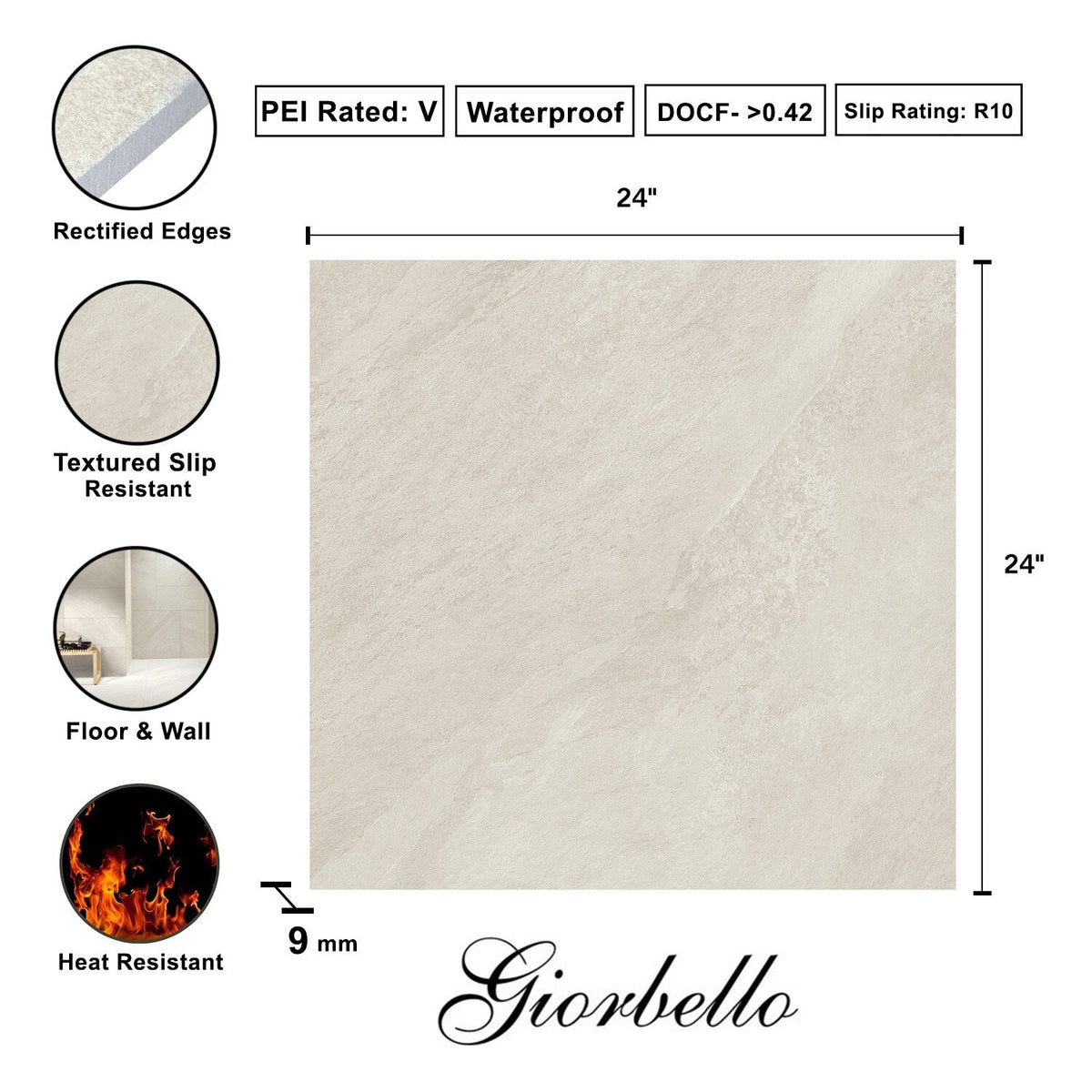 Giorbello Hurricane Sand 24-in x 24-in Glazed Porcelain Stone Look Floor and Wall Tile (12-sq. ft/ Carton)