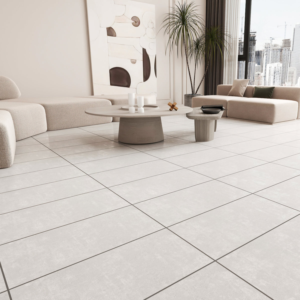 Giorbello Carved Moon White 12-in x 24-in Glazed Porcelain Floor and Wall Tile (10-sq. ft/ Carton)