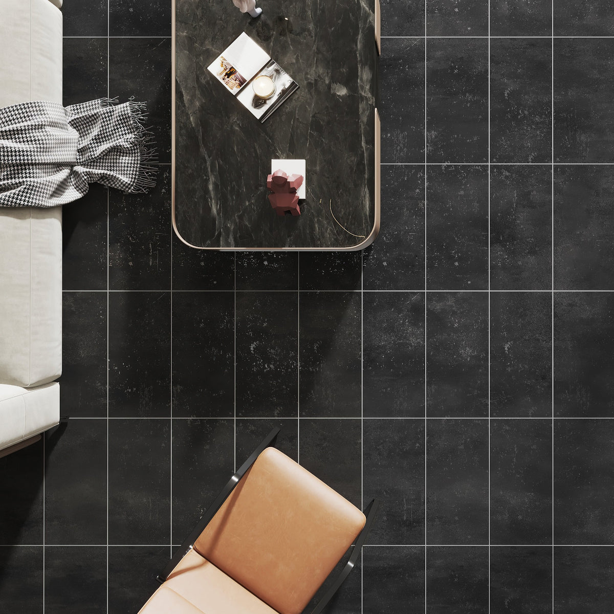 Giorbello (Sample) Black 4-in x 6-in Matte Porcelain Floor and Wall Tile