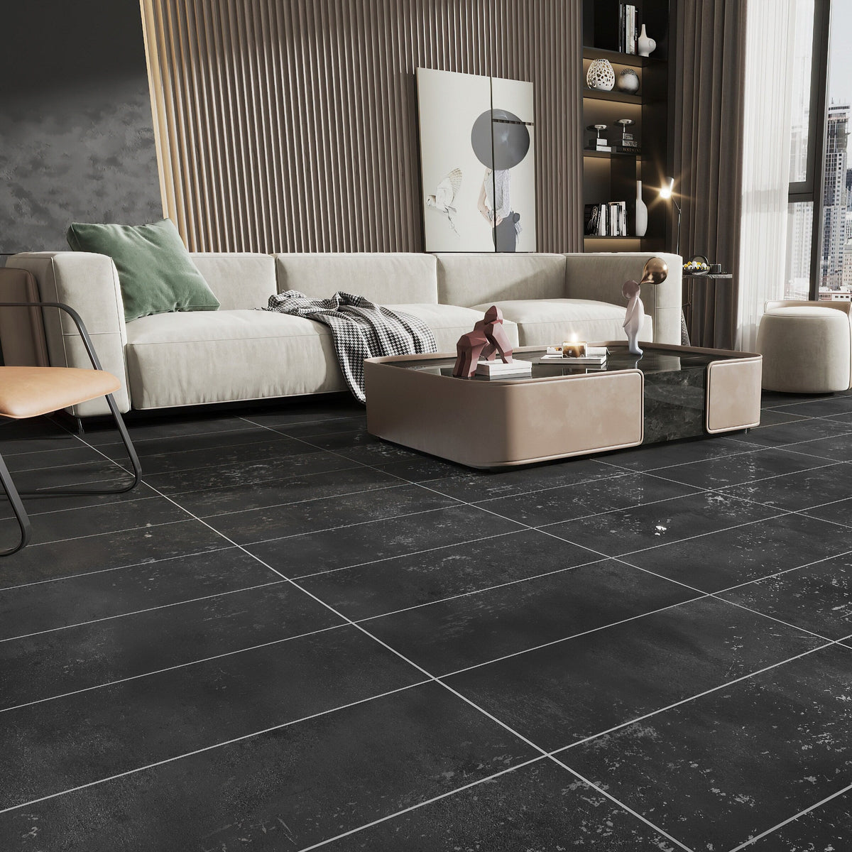 Giorbello (Sample) Black 4-in x 6-in Matte Porcelain Floor and Wall Tile